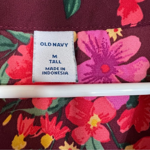 Old navy, dress floral shift burgundy,  M Tall. - Picture 5 of 15